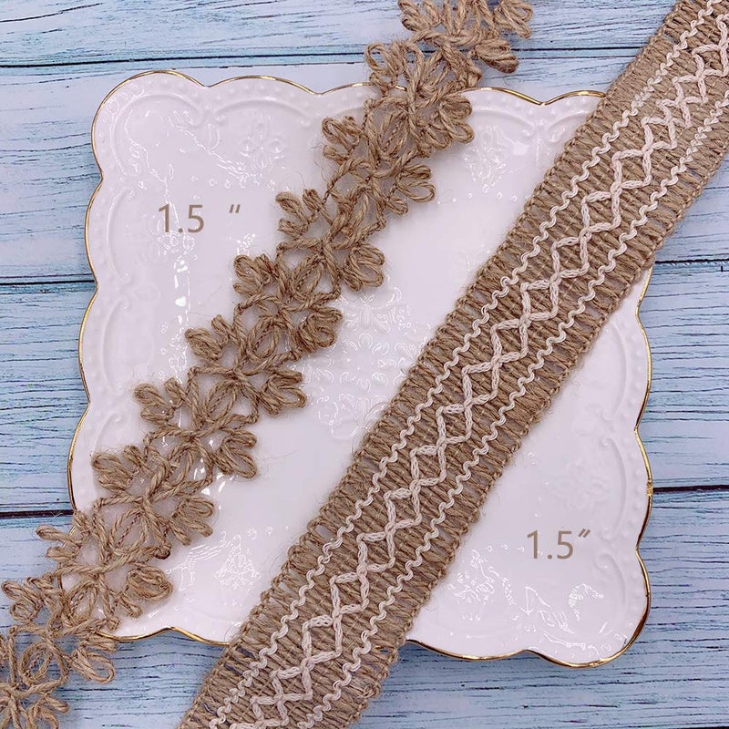 Propupy Burlap Ribbons,8 Rolls Burlap Lace Burlap Wedding Ribbon Natural Jute Rope Twine String for Crafts Gift Wrapping Wedding Party Home Decoration(17.6 Yards) - Image 5